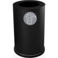 Round designer bin, 100 liters, black, front view, with round opening