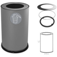 Round grey 100-litre steel bin with top opening