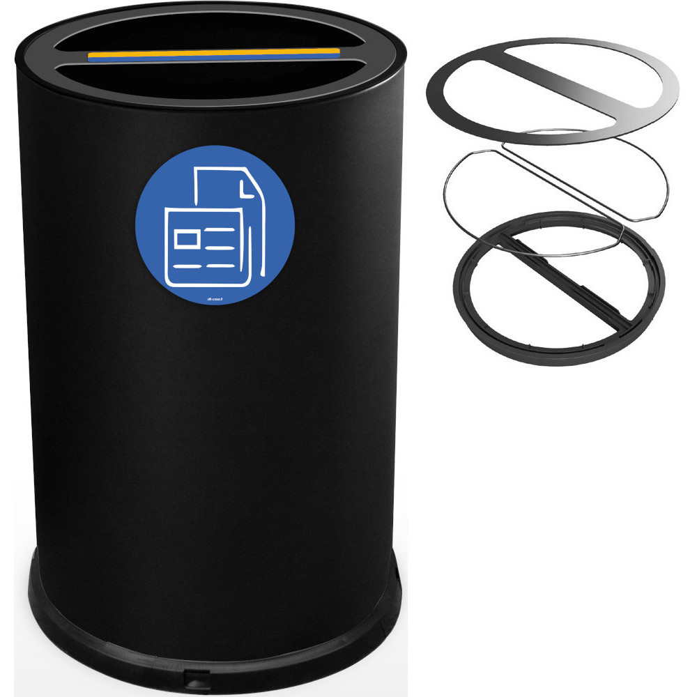 100-litre black double compartment steel recycling bin