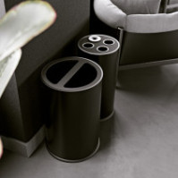 100-litre black double compartment steel recycling bin