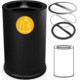 100-litre, 3-compartment black recycling bin (front view)