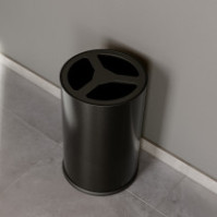 100-litre black triple-compartment recycling bin, front view