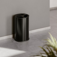 100-Liter-Recyclingbehälter aus schwarzem Stahl mit drei Fächern