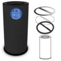 70-litre black double-compartment steel recycling bin