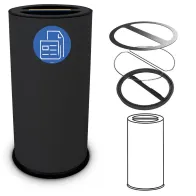 70-litre black double-compartment steel recycling bin