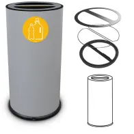 70-litre double-compartment recycling bin, steel grey