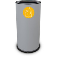 70L double compartment recycling bin, steel grey, profile view