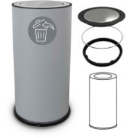 Poubelle design grise 50 litres avec couvercle basculant inox