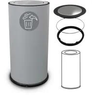 Poubelle design grise 50 litres avec couvercle basculant inox