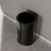 Runder, schwarzer 50-Liter-Eimer aus Stahl mit runder Öffnung im Designerstil