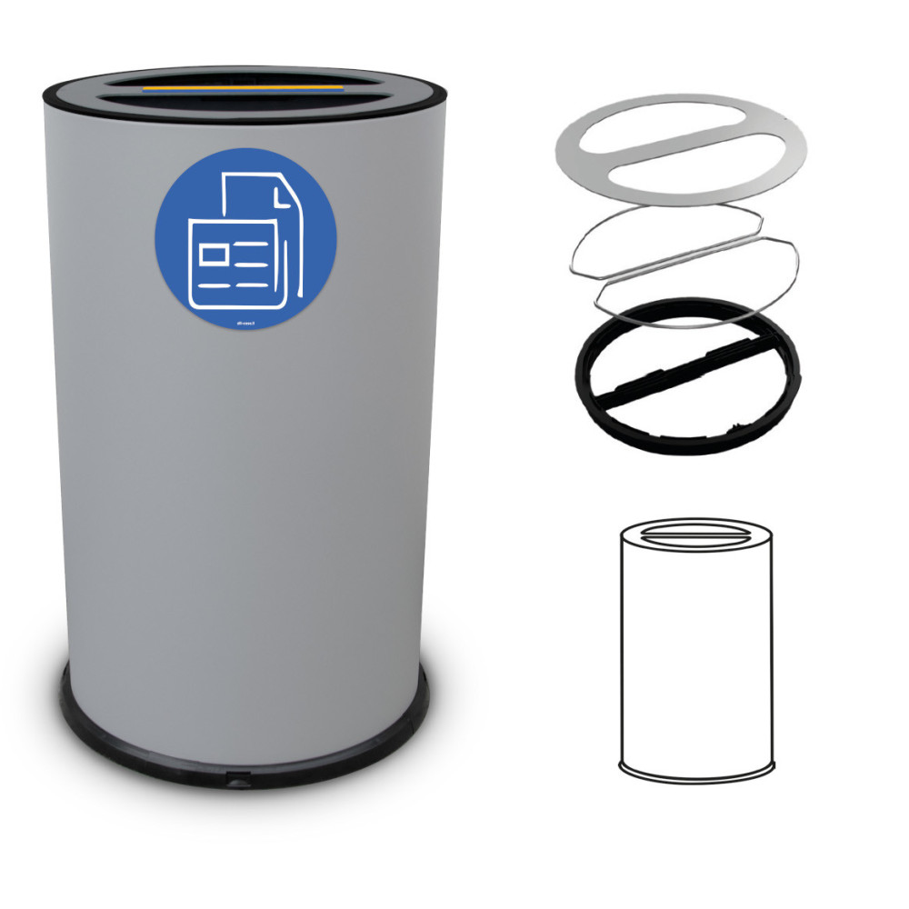 50-Liter-Recyclingbehälter mit zwei Fächern, stahlgrau 50-Liter-Recyclingbehälter mit zwei Fächern, stahlgrau