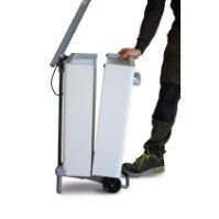 Mobile bag stand, 90L, white steel, front view, with pedal