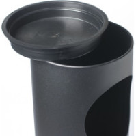 Stainless steel sand ashtray on a 17-liter bin, front view
