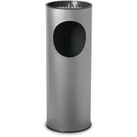 Grey freestanding ashtray with 17-litre painted steel bin