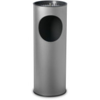 Grey freestanding ashtray with 17-litre painted steel bin