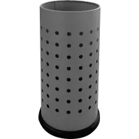 Perforated steel umbrella stand, grey, 24x48 cm, with waterproof tray