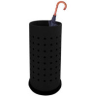 Black perforated steel umbrella stand 24x24x48 cm with waterproof tray