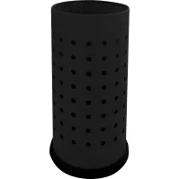 Black perforated steel umbrella stand, 24x48 cm, for office use