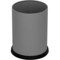 Grey 15-litre steel waste bin with waterproof inner liner for office use