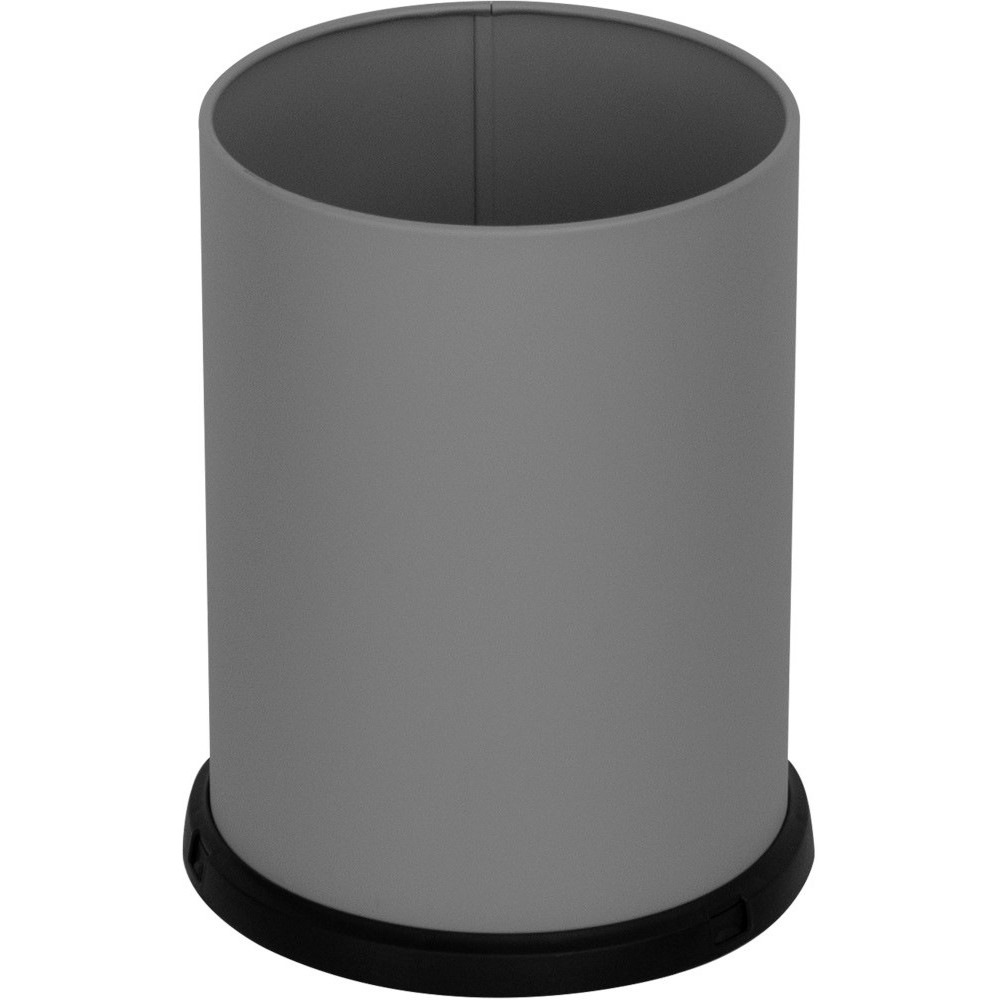 Grey 15-litre steel waste bin with waterproof inner liner for office use