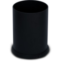 Black steel bin, 15 litres, front view, for office or bathroom