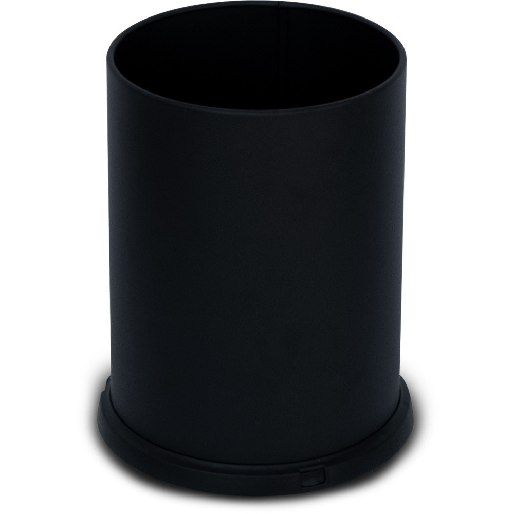 Black steel bin, 15 litres, front view, for office or bathroom