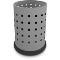15-litre grey perforated steel waste bin for office