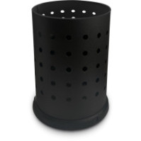 15-litre black perforated steel waste bin for office or bathroom