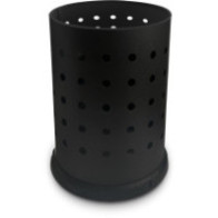 15-litre black perforated steel waste bin for office or bathroom