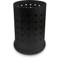 15-litre black perforated steel waste bin for office or bathroom