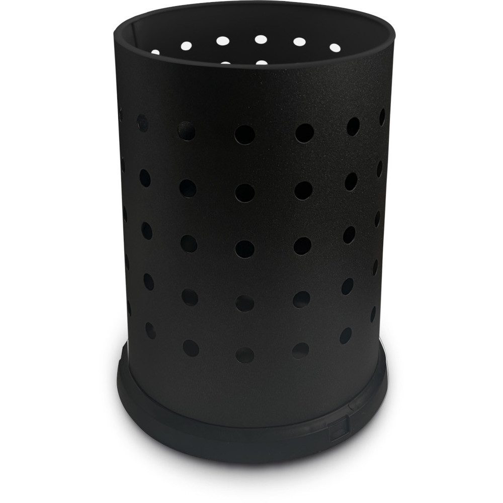 15-litre black perforated steel waste bin for office or bathroom