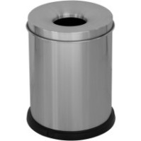 15-litre stainless steel fireproof waste bin, front view, office