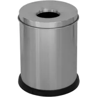 15-litre stainless steel fireproof waste bin, front view, office