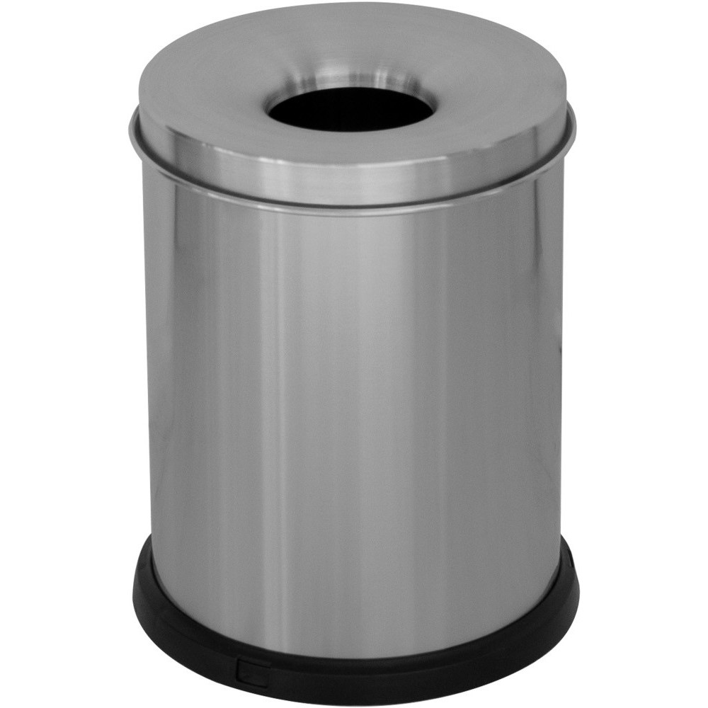 15-litre stainless steel fireproof waste bin, front view, office