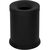 Black 15-litre fireproof waste bin, front view, office