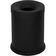 Black 15-litre fireproof waste bin, front view, office