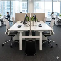 Black 15-litre fireproof bin, side view, office