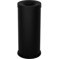 Black 25-litre fireproof bin, front view, robust steel