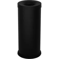 Black 25-litre fireproof bin, front view, robust steel