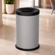 Grey 40-litre fireproof bin with robust steel profile
