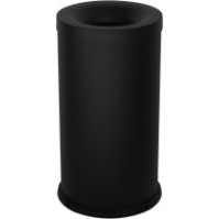 Black 40-litre fireproof bin, front view, robust steel
