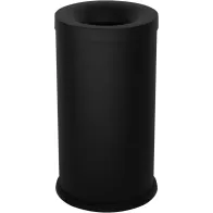 Black 40-litre fireproof bin, front view, robust steel