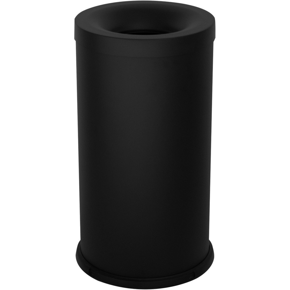 Black 40-litre fireproof bin, front view, robust steel