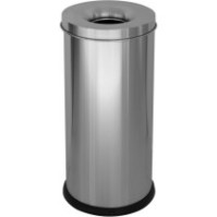 65-litre stainless steel fireproof waste bin, front view, office