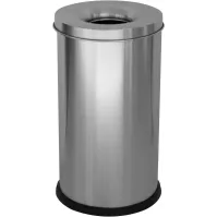 75-litre stainless steel fireproof waste bin, front view, office