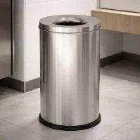 75-litre stainless steel fireproof bin, front view, office/hotel