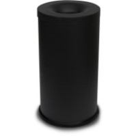 Black 75-litre fireproof bin, front view, robust steel