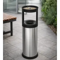 25-liter stainless steel ashtray basket with sand-colored ashtray