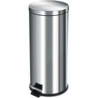 Round stainless steel pedal bin, 30 litres, front view