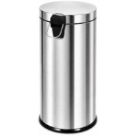 Round 30-litre stainless steel bin with pedal and rear handle